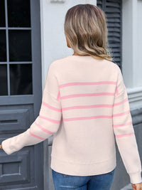 Hazel Blues® |  Striped Round Neck Long Sleeve Sweater