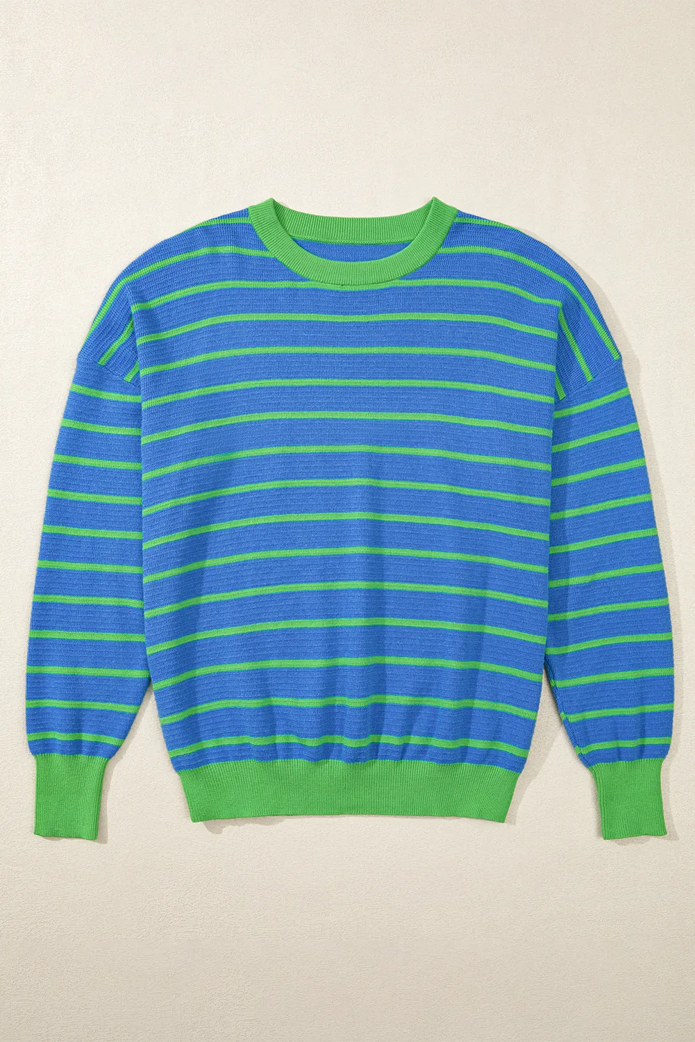 Hazel Blues® |  Striped Round Neck Long Sleeve Sweater