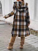Hazel Blues® |  Plaid Long Sleeve Hooded Coat