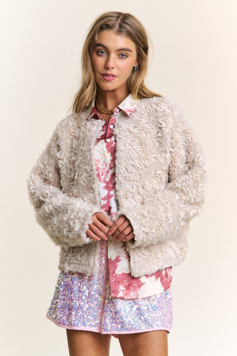 Hazel Blues® |  J.NNA Mixed Fabric Chic Jacket