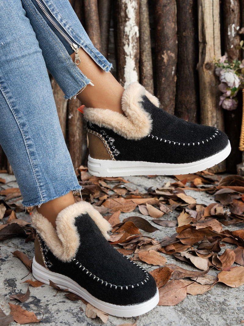 Hazel Blues® |  Furry Suede Round Toe Flat Sneakers