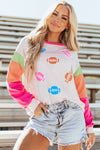 Hazel Blues® |  Pink GAME DAY Football Graphic Color Block Sleeve Top