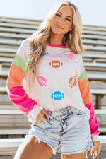 Hazel Blues® |  Pink GAME DAY Football Graphic Color Block Sleeve Top