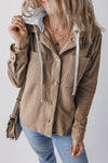 Hazel Blues® |  Drawstring Button Up Long Sleeve Hooded Jacket