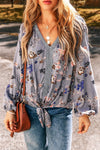 Hazel Blues® |  Lace Detail V-Neck Balloon Sleeve Blouse