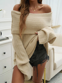 Hazel Blues® |  Off-Shoulder Extra-Long Sleeve Sweater