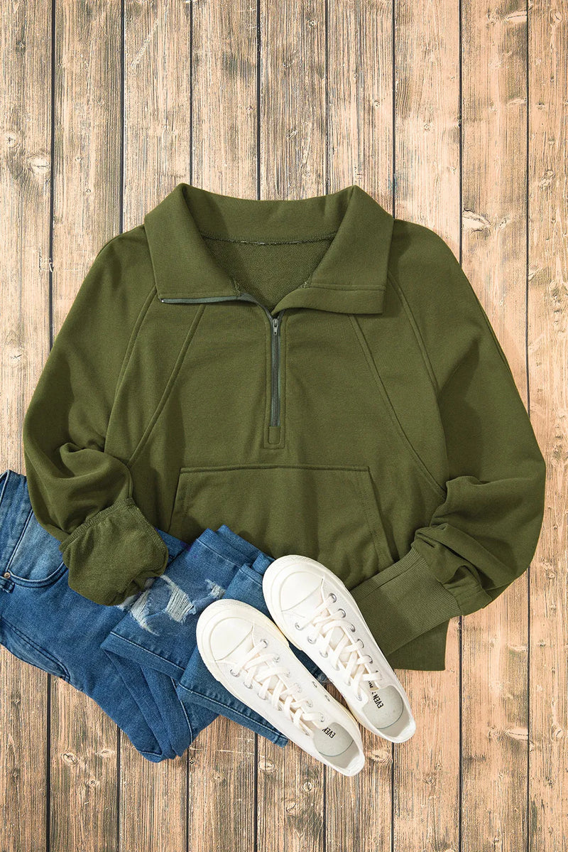 Hazel Blues® |  Half Zip Long Sleeve Sweatshirt