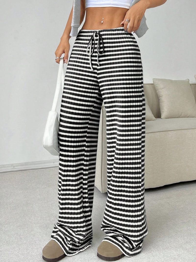 Hazel Blues® |  Tied Striped Wide Leg Pants