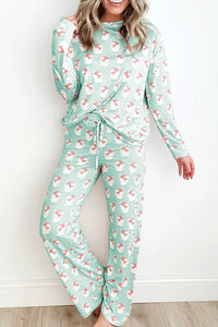 Hazel Blues® |  Santa Print Long Sleeve Top and Pants Lounge Set