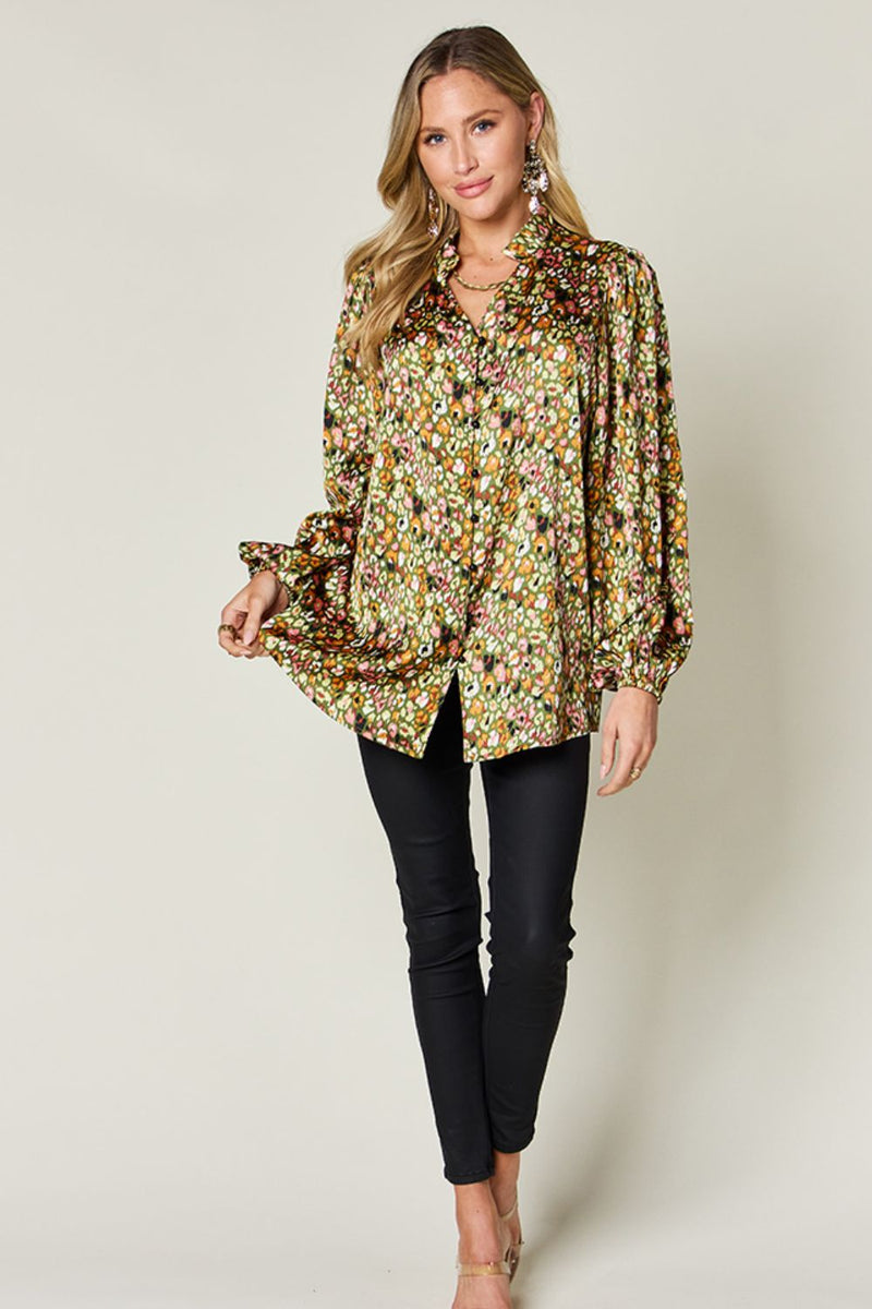 Hazel Blues® |  Double Take Printed Balloon Sleeve Shirt