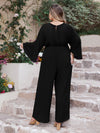 Hazel Blues® | V-Neck Long Sleeve Wide Leg Jumpsuit