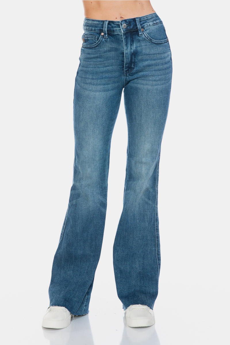 Hazel Blues® |  Judy Blue Tummy Control Cut Hem Flare Jeans