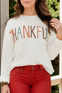 Hazel Blues® |  THANKFUL Round Neck Long Sleeve Knit Top