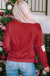 Hazel Blues® |  Fiery Red Santa Claus Sequin Graphic Sweatshirt
