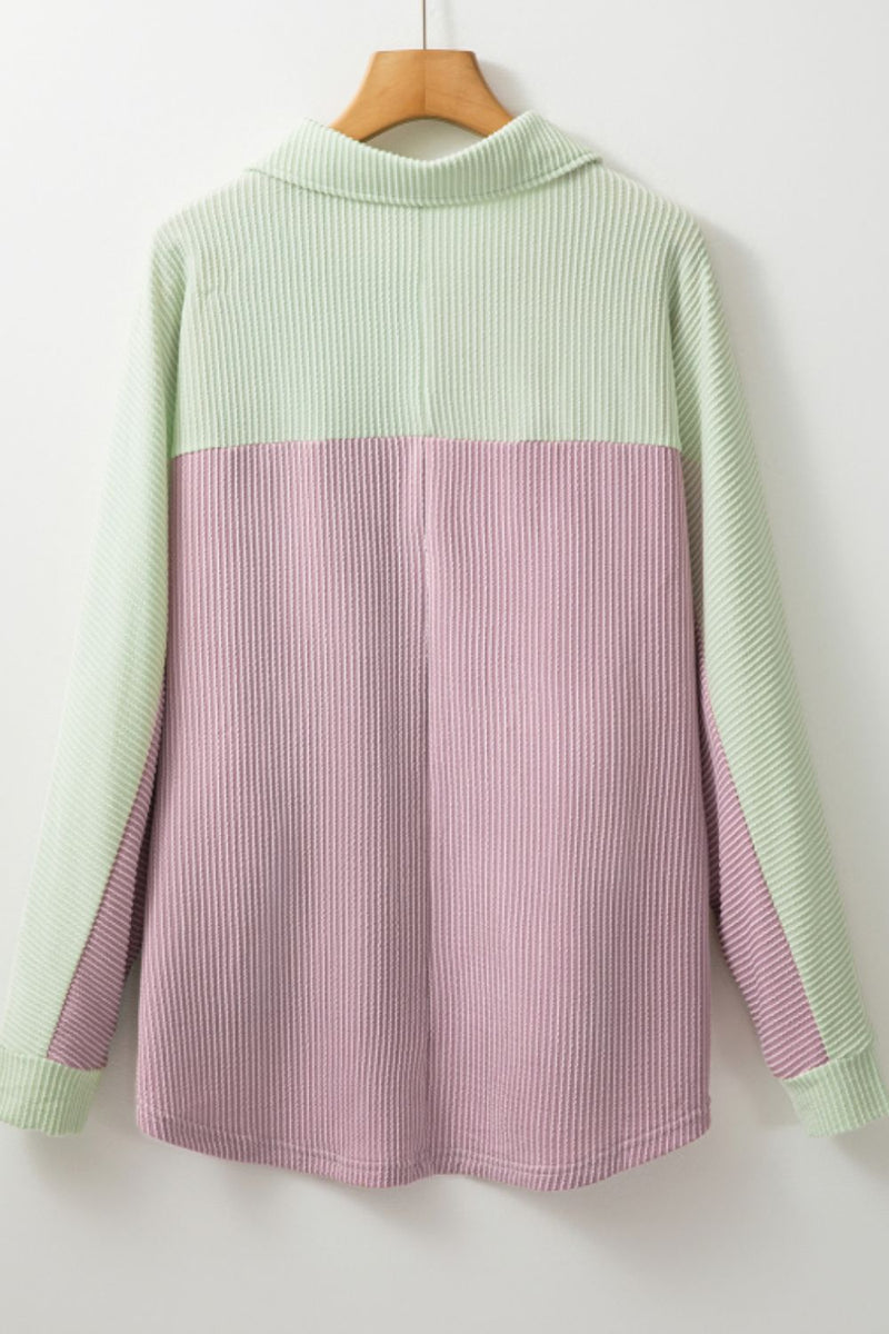 Hazel Blues® |  Color Block Corded Button Up Shacket