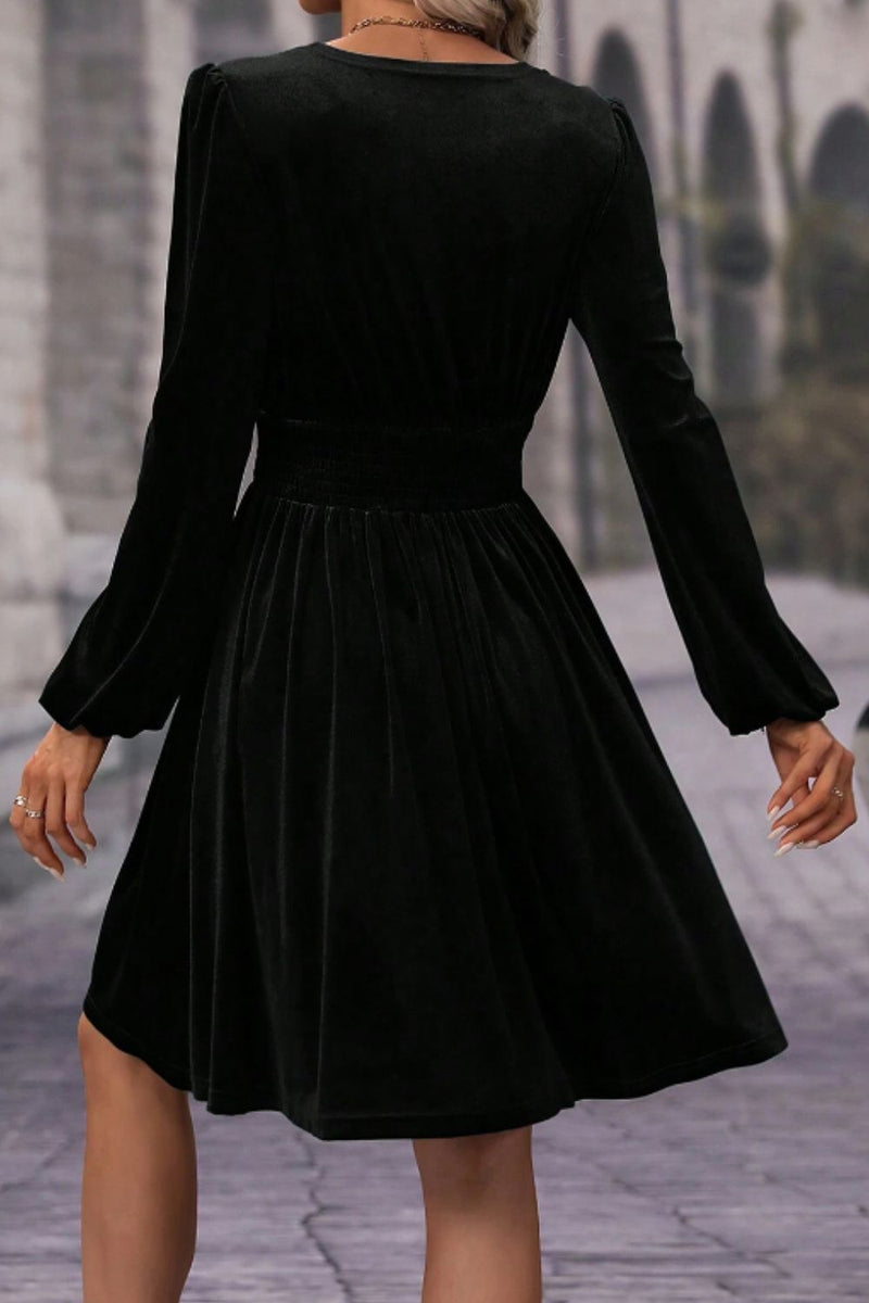 Hazel Blues® |  Surplice Long Sleeve Velvet Dress