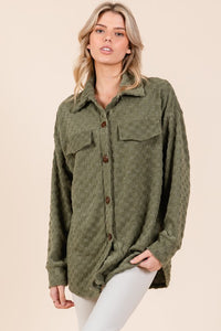 Hazel Blues® |  BOMBOM Checkered Button Down Dropped Shoulder Shacket