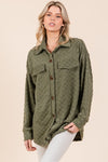 Hazel Blues® |  BOMBOM Checkered Button Down Dropped Shoulder Shacket
