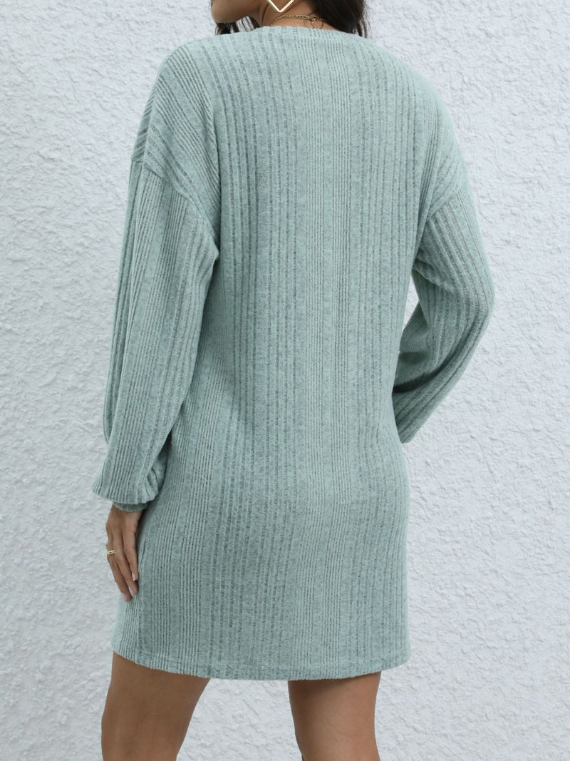 Hazel Blues® |  Round Neck Long Sleeve Mini Dress