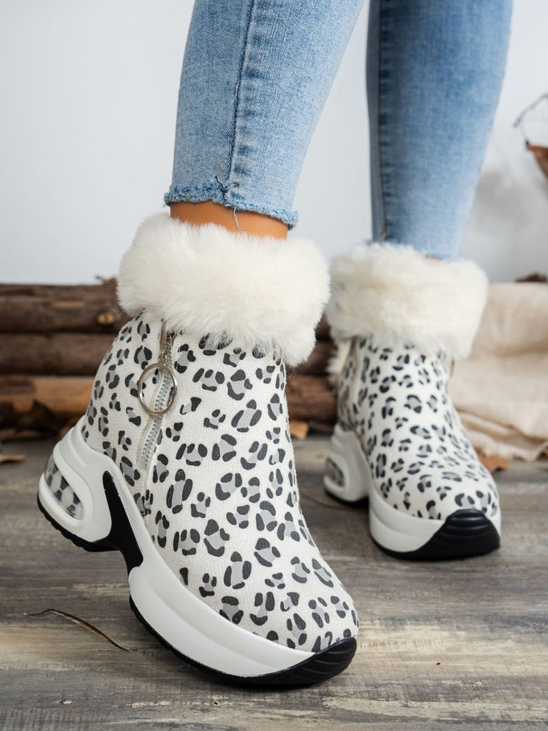 Hazel Blues® |  Side Zipper Leopard Platform Boots