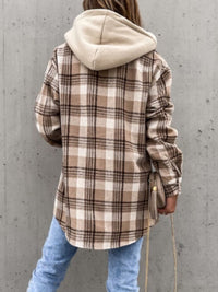 Hazel Blues® |  Plaid Button Up Jacket with Removable Hood