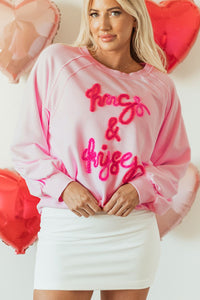 Hazel Blues® |  Valentine’s Day HUG AND KISSES Round Neck Sweatshirt