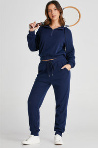 Hazel Blues® |  Drawstring Half Zip Hoodie and Joggers Active Set