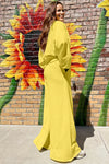Hazel Blues® |  Yellow Cream Drop Shoulder Puff Sleeve Crop Pullover Drawstring Wide Leg Pants Set