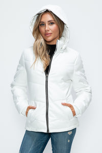 Hazel Blues® |  How Dare U Pocketed Zip Up Puffer Jacket with Removable Hood