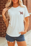 Hazel Blues® |  White Game Day Bowknot Embroidered Graphic Casual Tee
