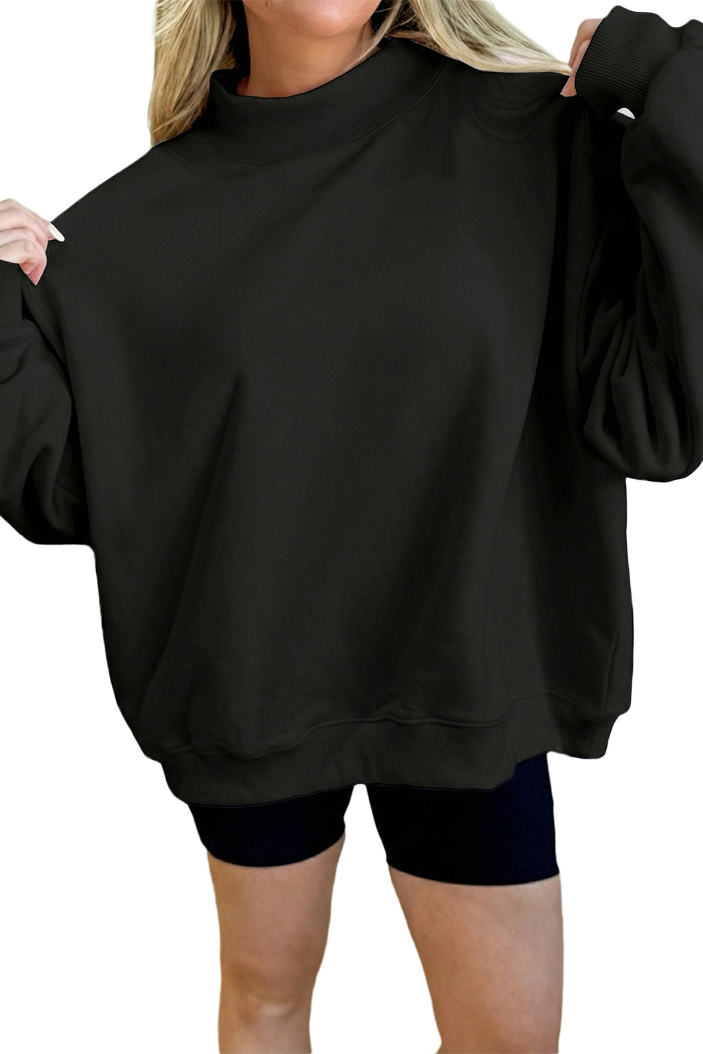 Delilah Reese Black Oversized Mock-Neck Sweatshirt