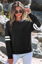 Hazel Blues® |  Evergreen Varsity Striped Detail Drop Shoulder Oversized Sweatshirt