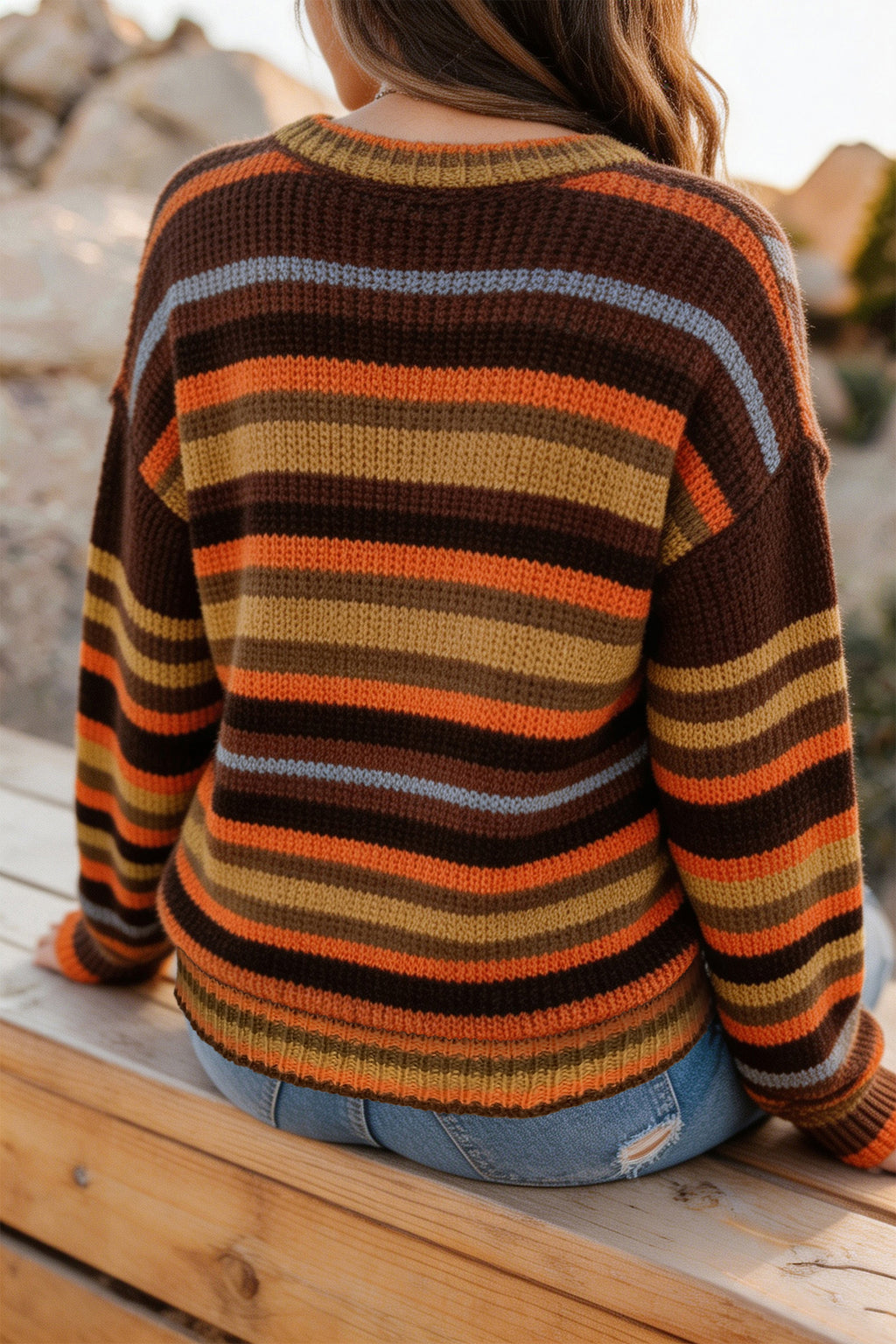 Brown Drop-Shoulder Sweater