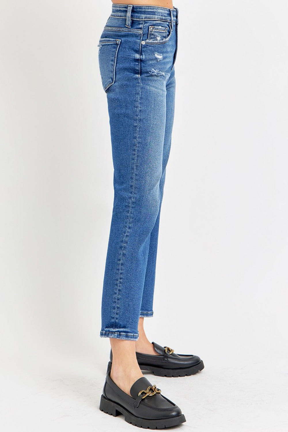 Hazel Blues® |  RISEN Tummy Control High Rise Crop Bootcut Jeans