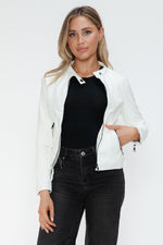 Hazel Blues® |  Snobbish Faux Leather Zip Up Drawstring Hooded Jacket