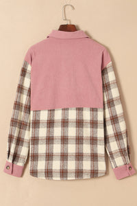 Hazel Blues® |  Pocketed Plaid Collared Neck Shacket