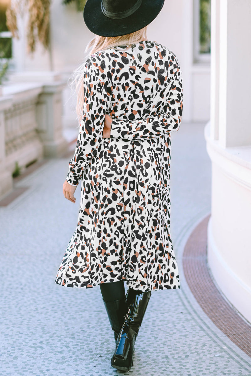 Hazel Blues® |  Leopard Open Front Long Sleeve Cover Up