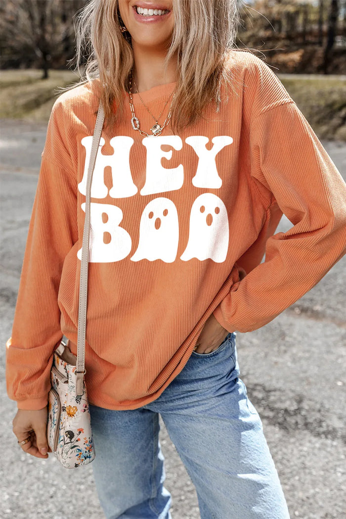 Hazel Blues® |  Letter Graphic Round Neck Long Sleeve Sweatshirt