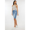 Hazel Blues® |  Kan Can Mid Rise Distressed Bermuda Shorts