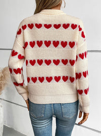 Hazel Blues® |  Heart Round Neck Dropped Shoulder Sweater