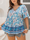 Hazel Blues® | Printed V-Neck Half Sleeve Blouse