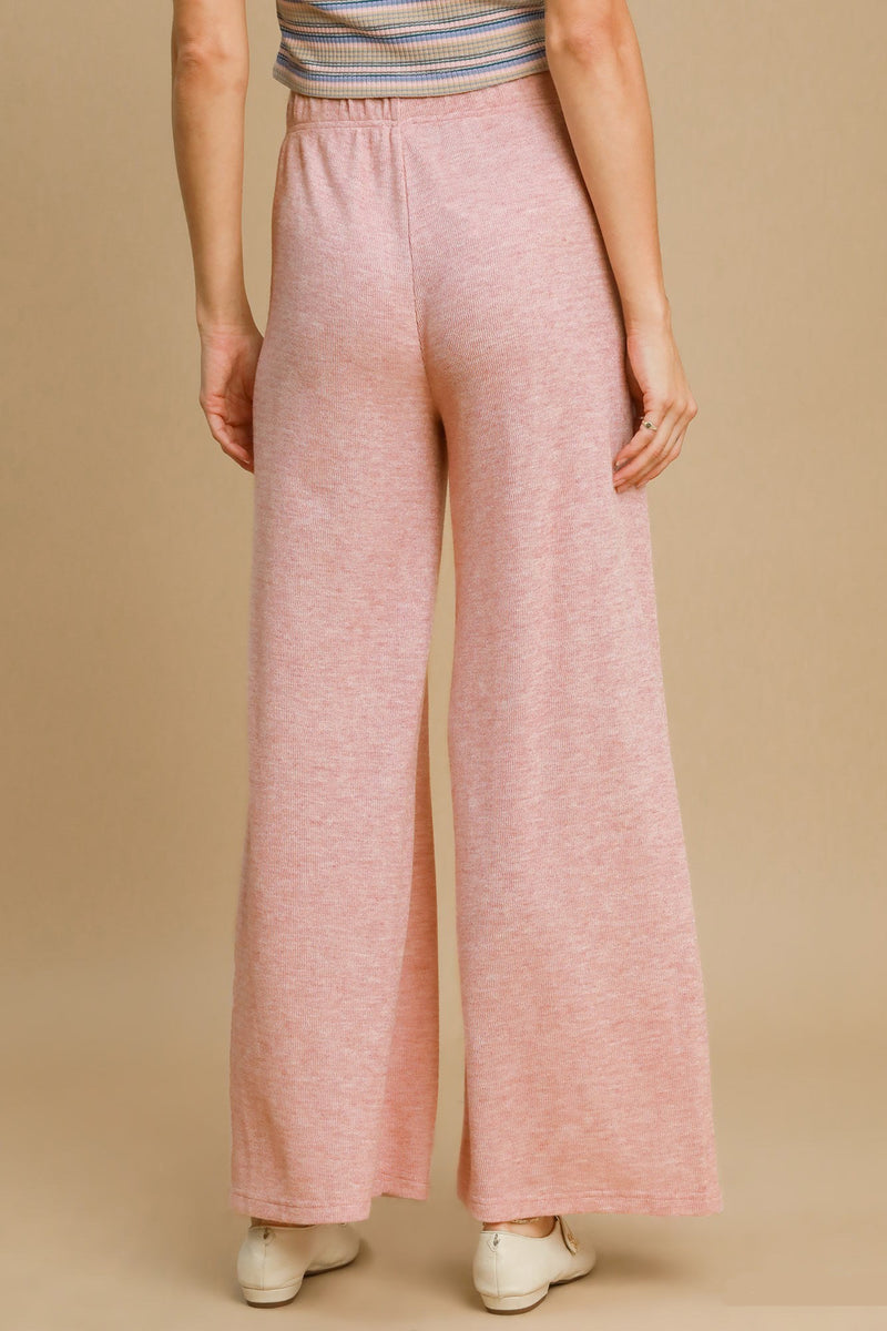 Hazel Blues® |  Umgee Elastic Waist Wide Leg Knit Pants