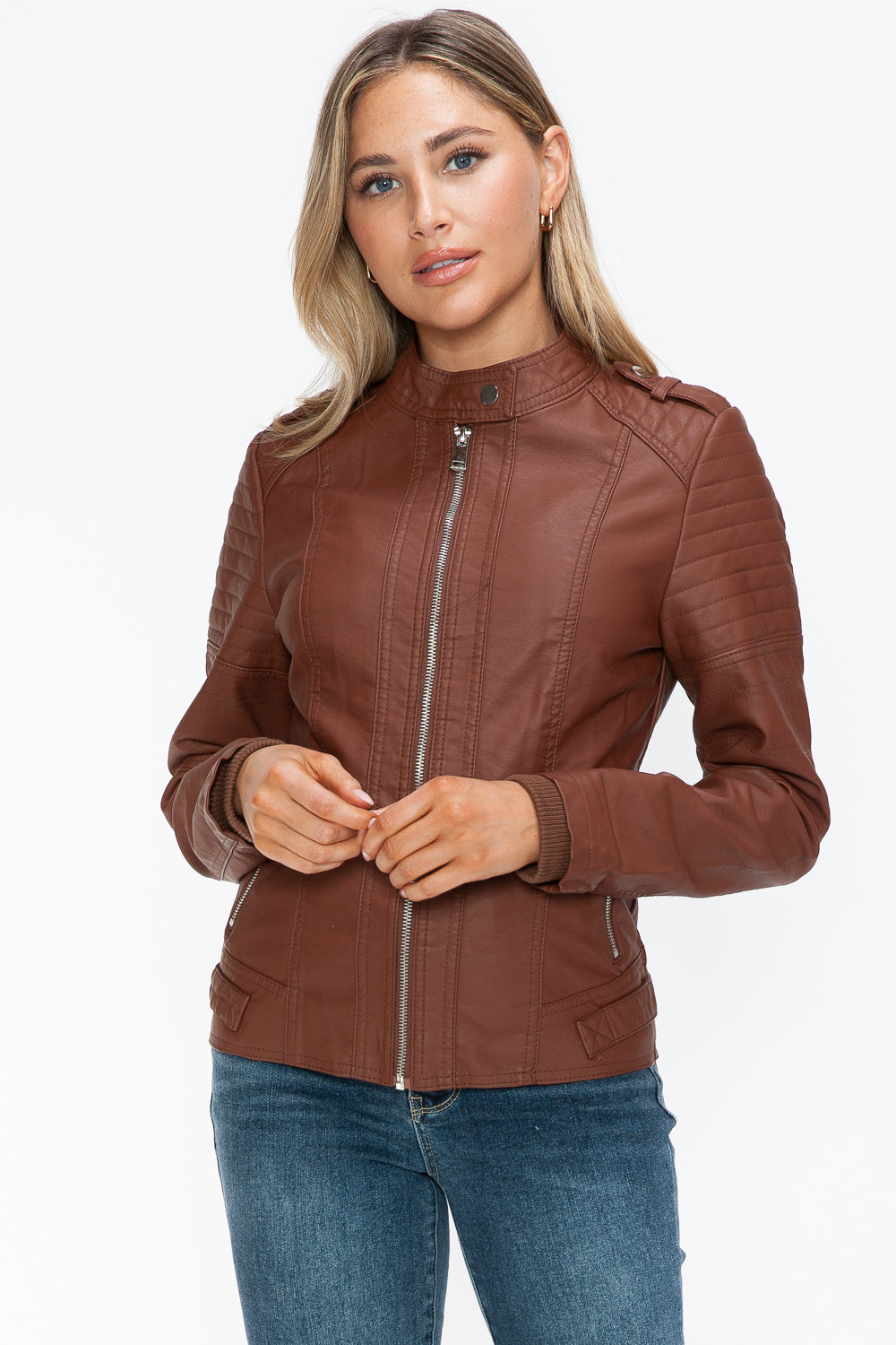 Hazel Blues® |  Snobbish PU Leather Biker Jacket with Side Zip Pockets