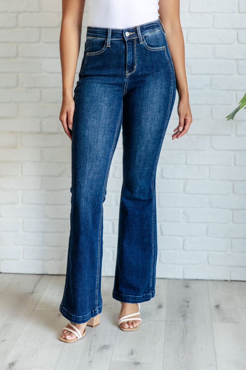 Hazel Blues® |  Mavis High Rise Side Seam Detail Flare Jeans