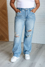 Hazel Blues® |  Ramona High Rise Rigid Magic Destroyed Straight Jeans