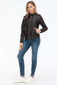 Hazel Blues® |  Snobbish PU Leather Biker Jacket with Side Zip Pockets