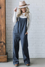 Hazel Blues® |  Jungle Green Solid Pocketed Loose Fit Corduroy Overall