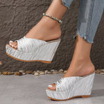Hazel Blues® |  Peep Toe Wedge Sandals