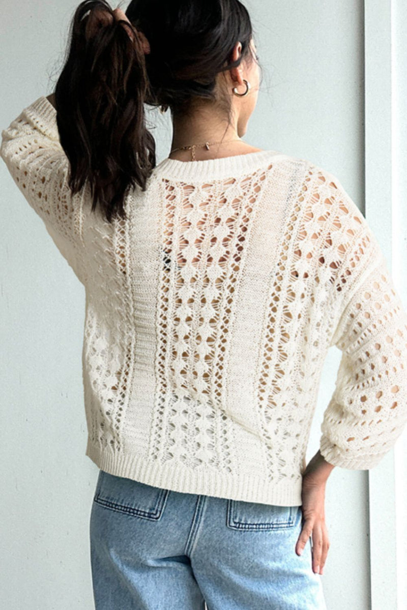 Hazel Blues® |  Hollow Out Drop Shoulder Sweater