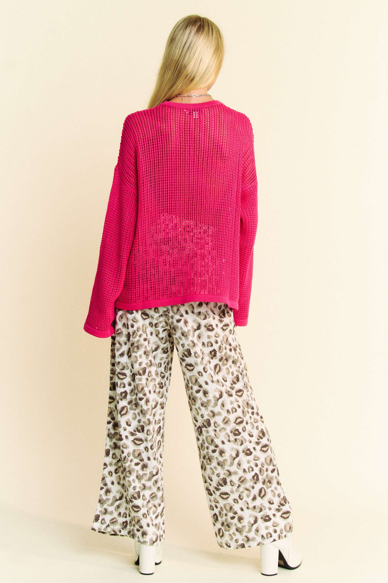 Hazel Blues® |  Davi & Dani Drawstring Leopard Wide Leg Pants